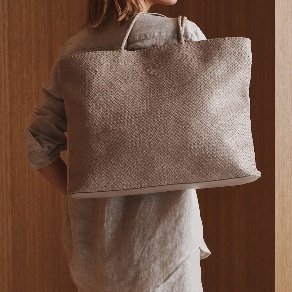 Quince Braided Tote in Taupe - Picture 2 of 11